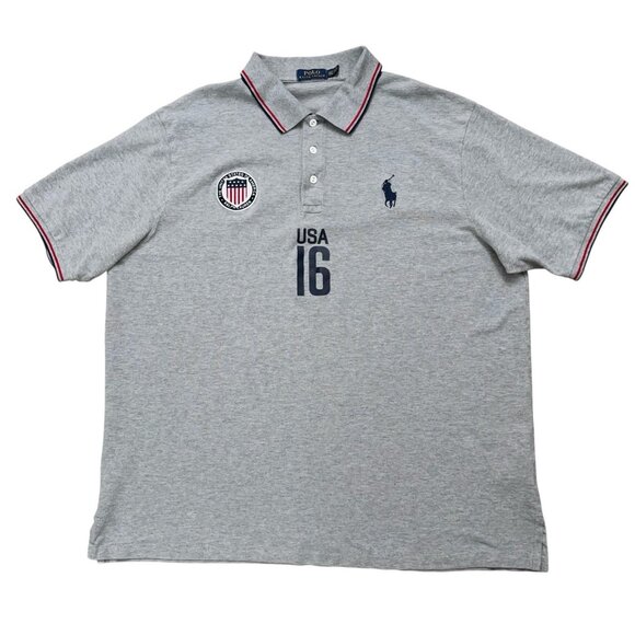 Polo Ralph Lauren Polo Shirt Mens Size 2XLT Short Sleeve Team USA Olympic Gray - Picture 1 of 5
